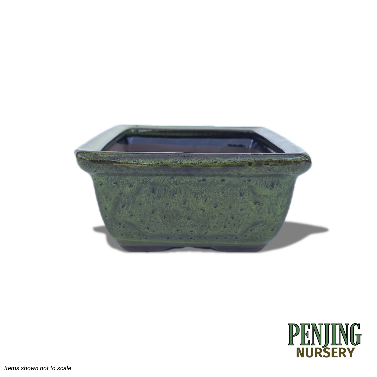 Forest Green Rectangular Bonsai Pot 8"