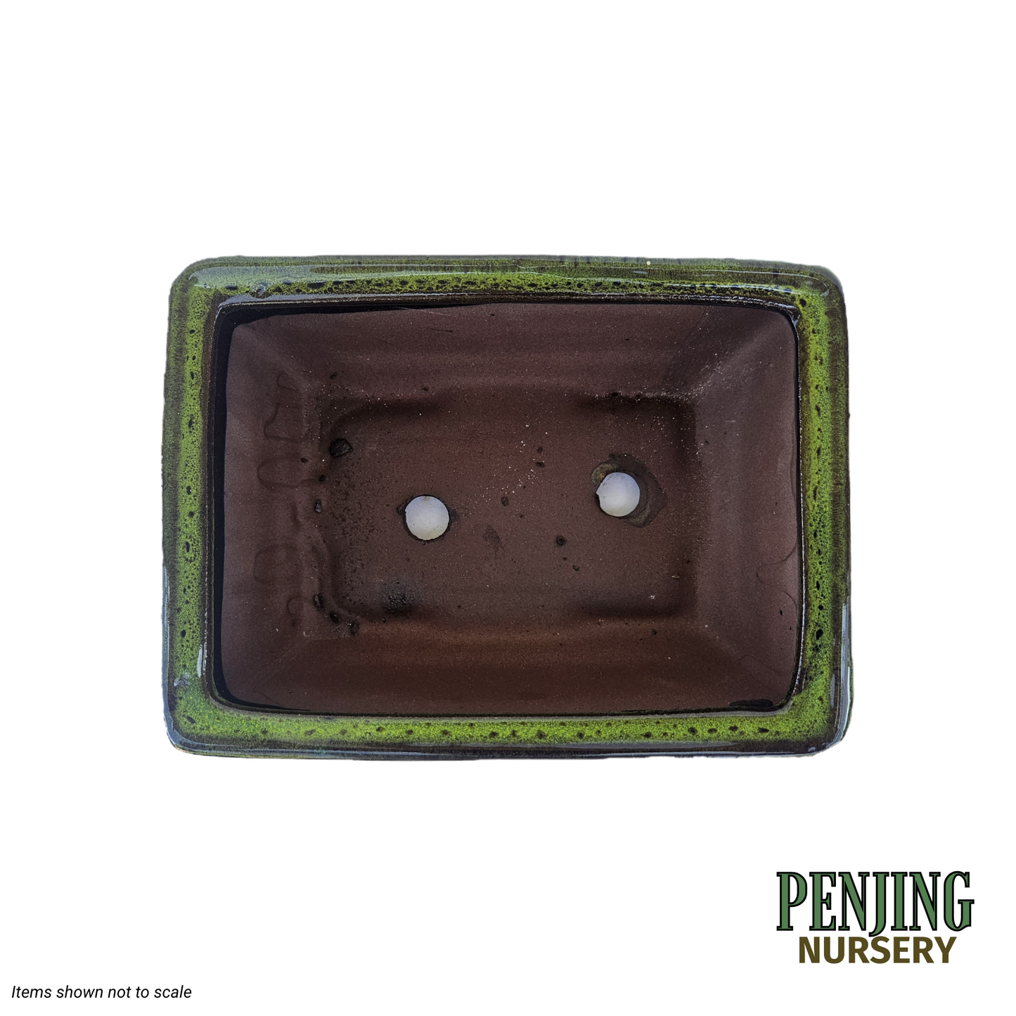 Forest Green Rectangular Bonsai Pot 8"